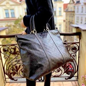 💎XL GUCCI ZIPPER TOTE BLACK